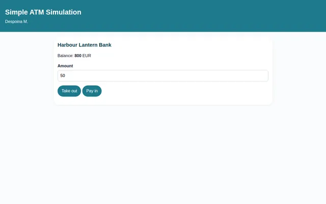 Screenshot of Simple ATM Simulation