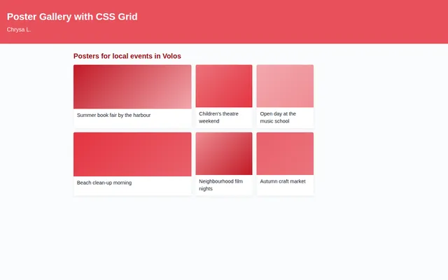 Screenshot of Poster Gallery with CSS Grid