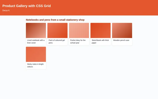 Screenshot of Product Gallery with CSS Grid