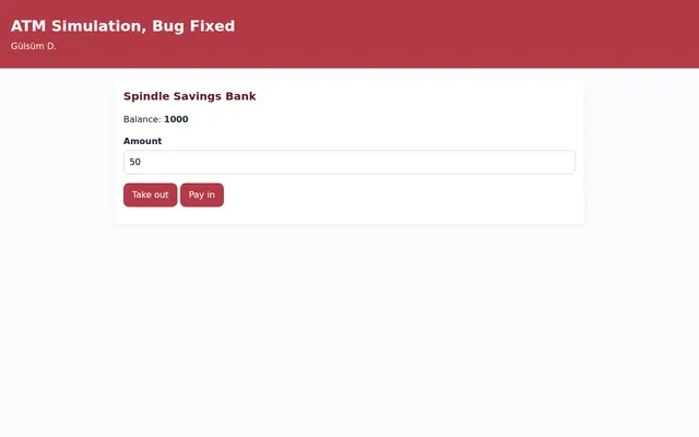 Screenshot of ATM Simulation, Bug Fixed