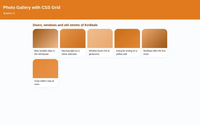 Screenshot of Photo Gallery with CSS Grid